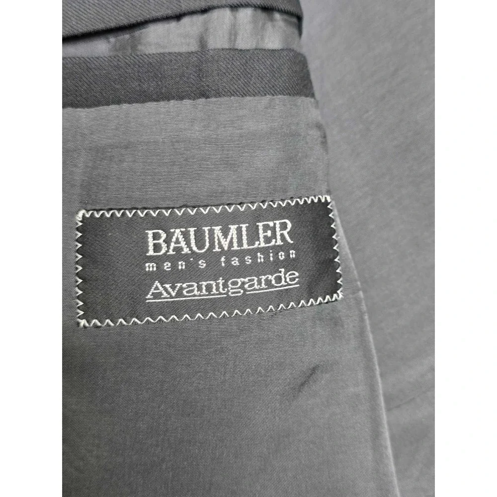 Baumler Wool Men's Blazer Size 45 L Black Double Breasted Classic‎ Vintage